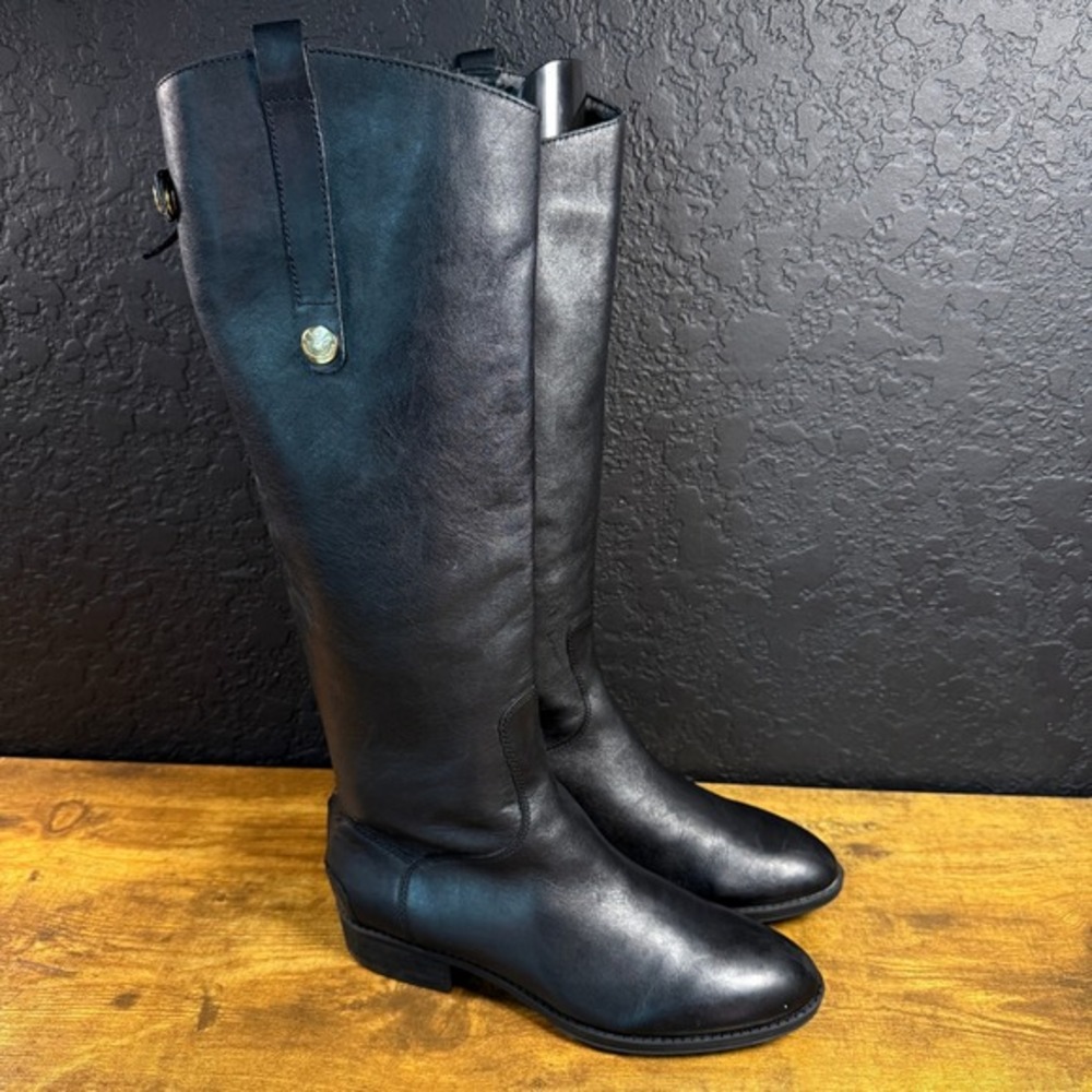 Sam Edelman Penny Black Leather Knee High Riding‎ Boots Womens Size 7M